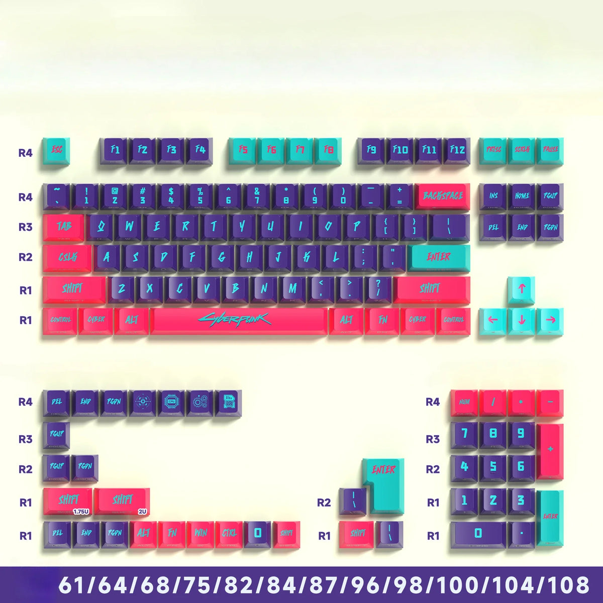 RavenSakura PBT Keycaps — Cherry Profile, Side-Printed Translucent Set