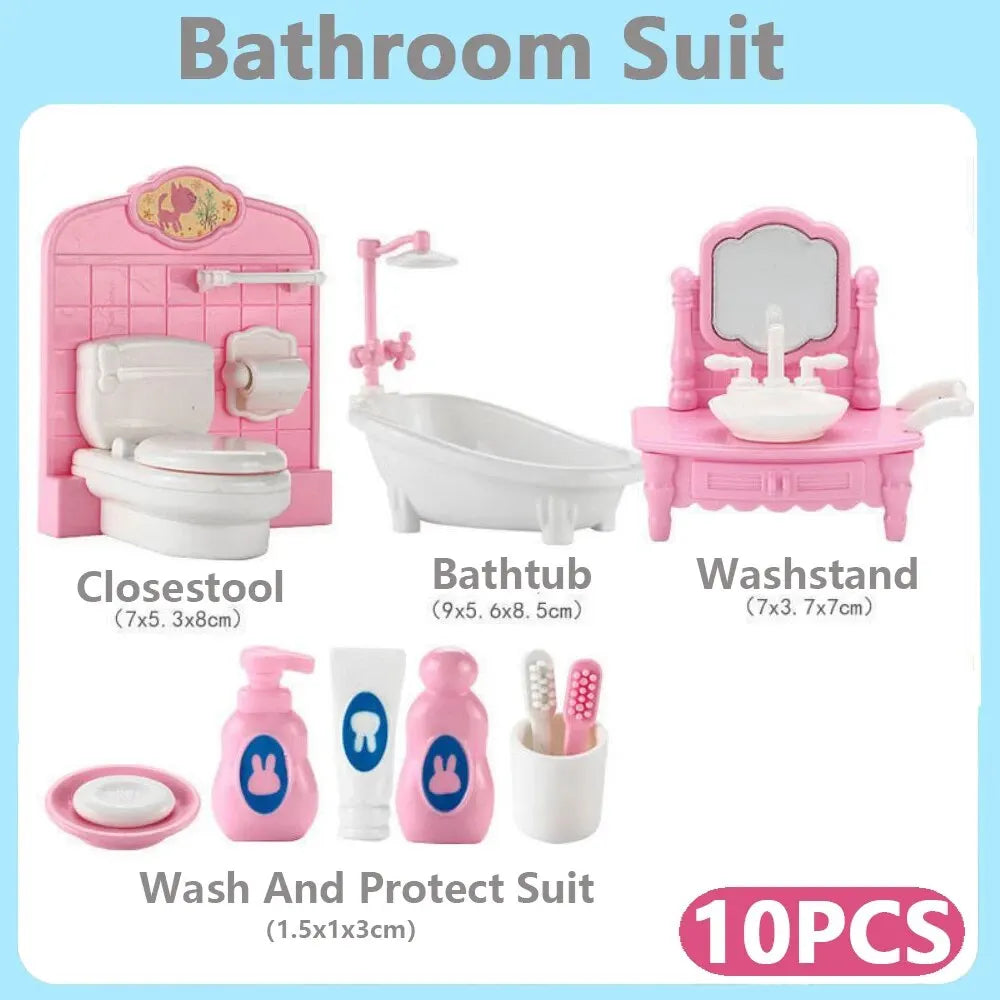 Kawaii Pink Dollhouse Kitchen Furniture Play Set
