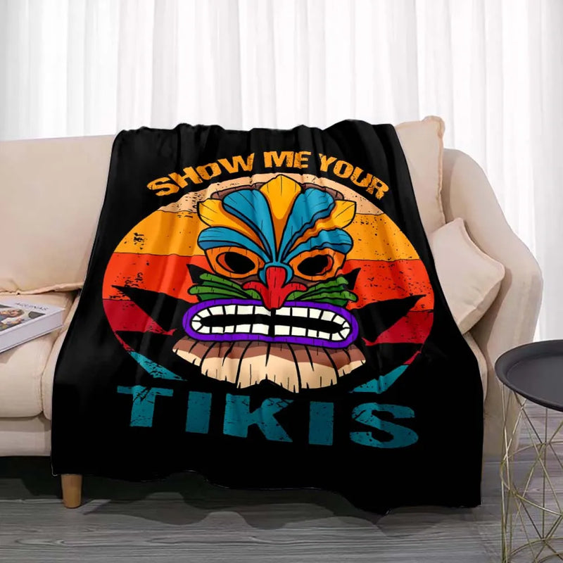 Manta de Lana Fleece con Estampado Tiki Bar Aloha