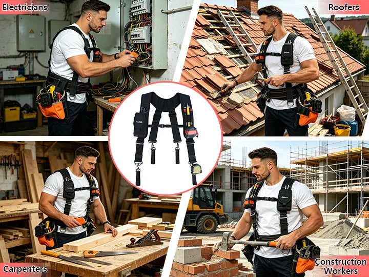 Work Suspenders with Detachable Phone Holder and Tool Belt Support