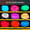 A collection of flexible USB LED neon strips in various colors including ice blue, pink, fluorescent green, white, yellow, re