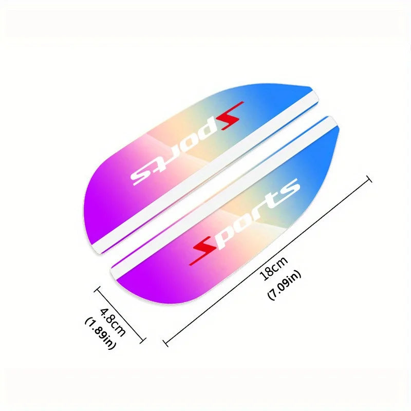 A pair of colorful flexible PVC rain guards designed for car side mirrors.