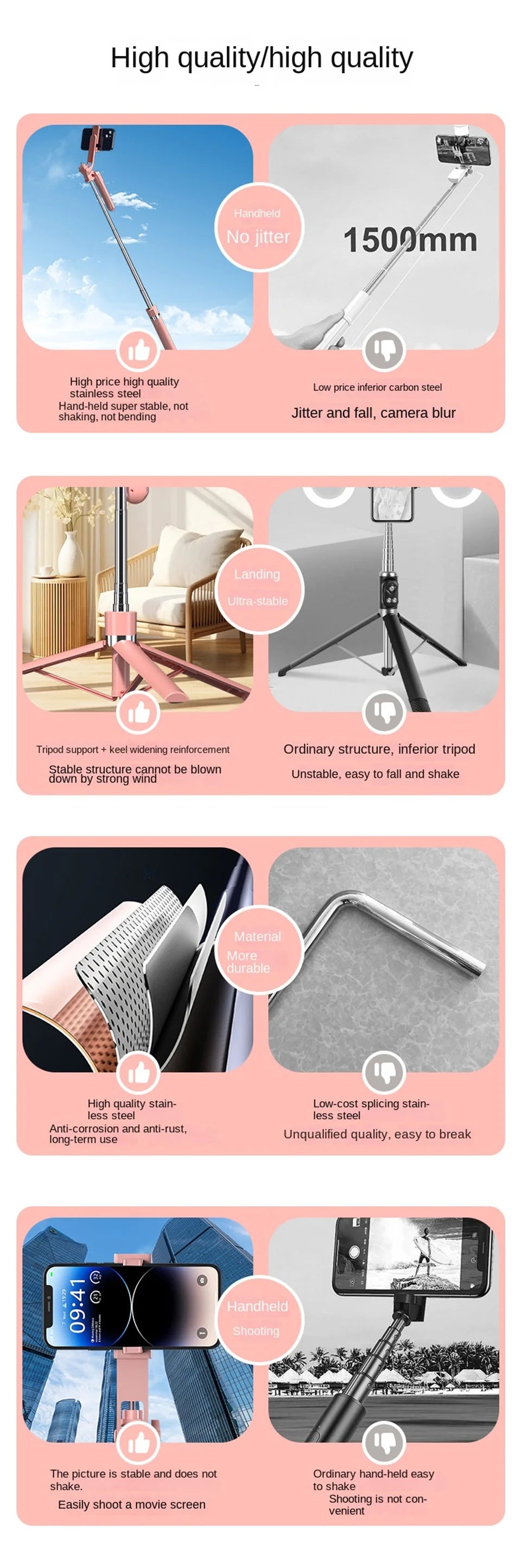 360° Rotating Bluetooth Selfie Stick & Tripod with Wireless Remote