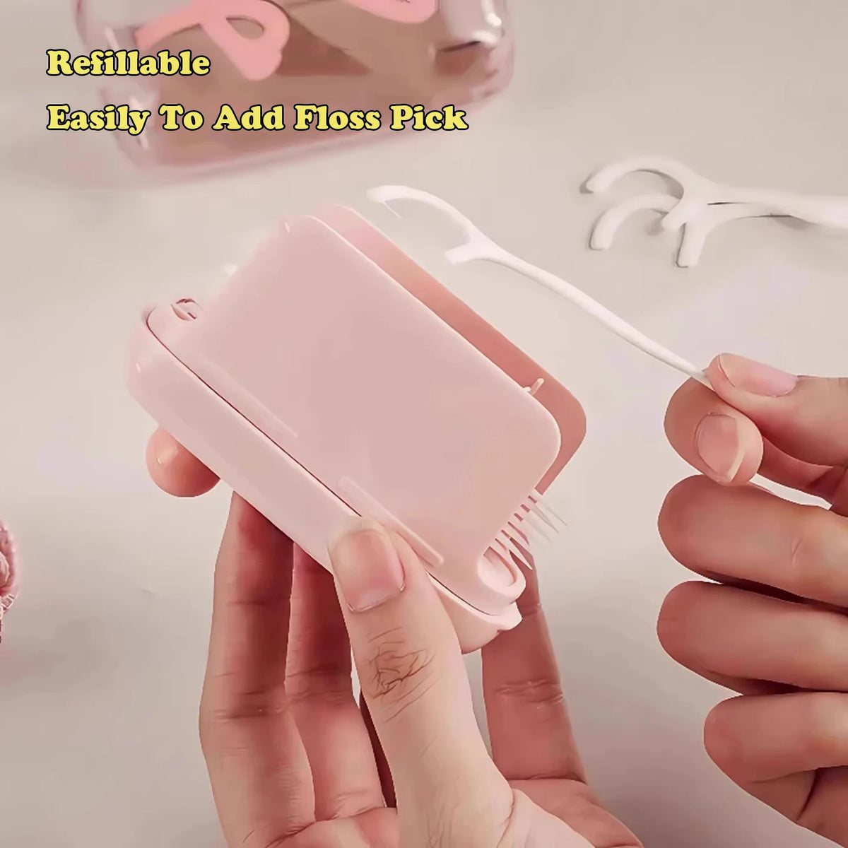 Pop-Up Dental Floss Dispenser with Refillable Storage Case