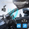A dash cam is mounted in a car interior, showing a driver and the dashboard area under 24-hour monitoring.