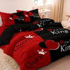 Dark Red Three-Piece Duvet Cover Set with Letter Print