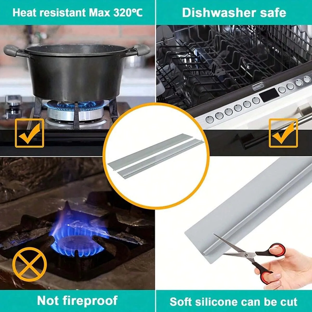 Kitchen Gas Stove Gap Sealing Strip - Silicone Anti-Grease Protector