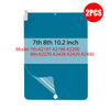 A teal paper-feel matte screen protector for iPad, shown with model numbers for 7th and 8th generation devices.