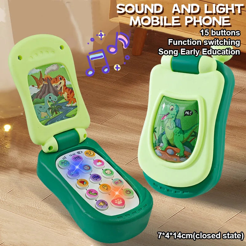 Kids' Cartoon Flip Phone Toy with Music and Learning Games
