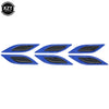 A set of six blue reflective carbon fiber car styling strips.