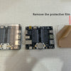 A circuit board and a protective film are shown next to each other with an instruction to remove the film before use.
