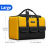 Large yellow and black heavy-duty tool bag with six exterior pockets