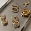 Geometric Gold Plated Huggie Hoop Earrings