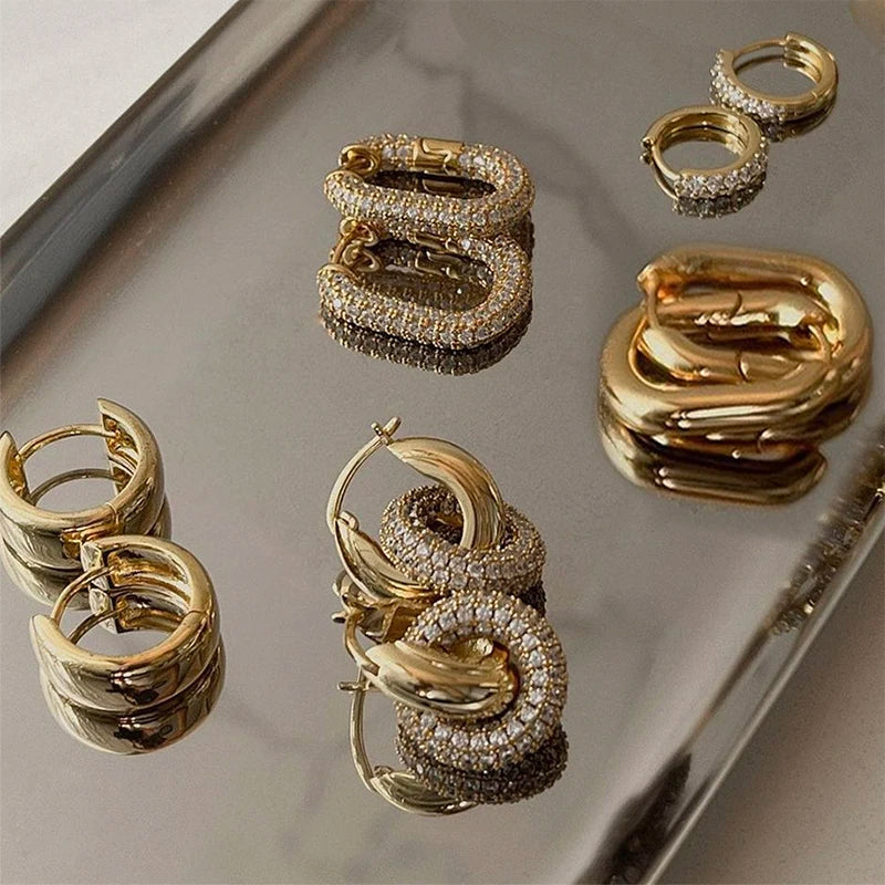 Geometric Gold Plated Huggie Hoop Earrings