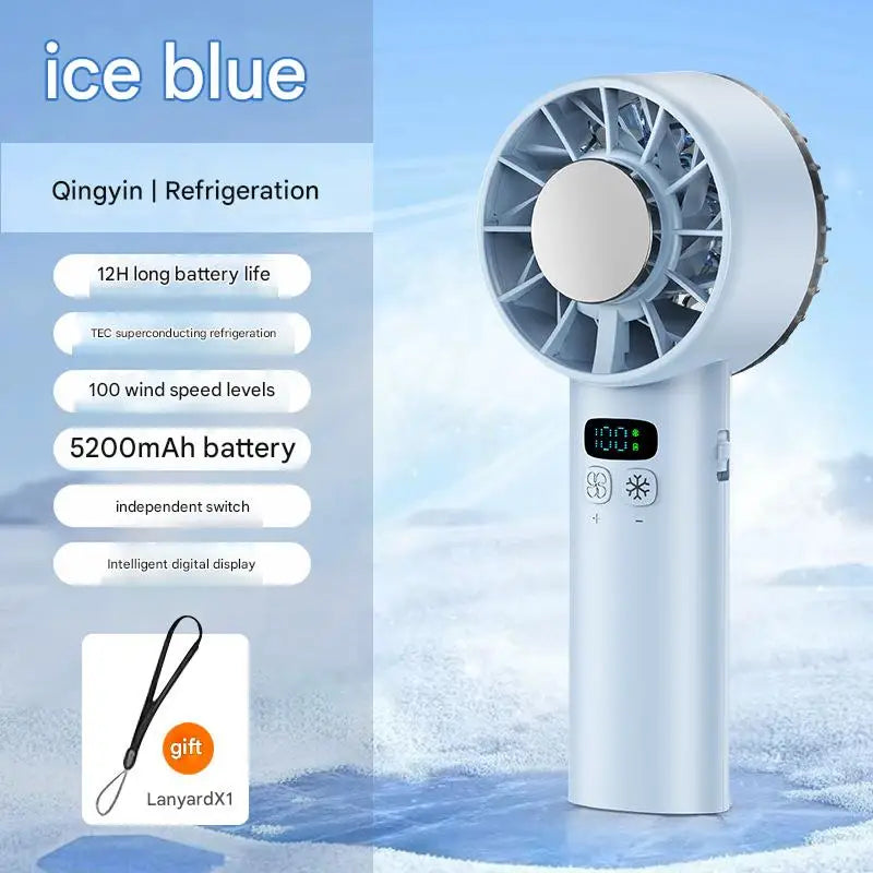 Portable High-Speed Rechargeable Handheld Fan with LED Display