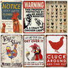Retro Funny Chicken Farm Metal Sign for Kitchen and Coop