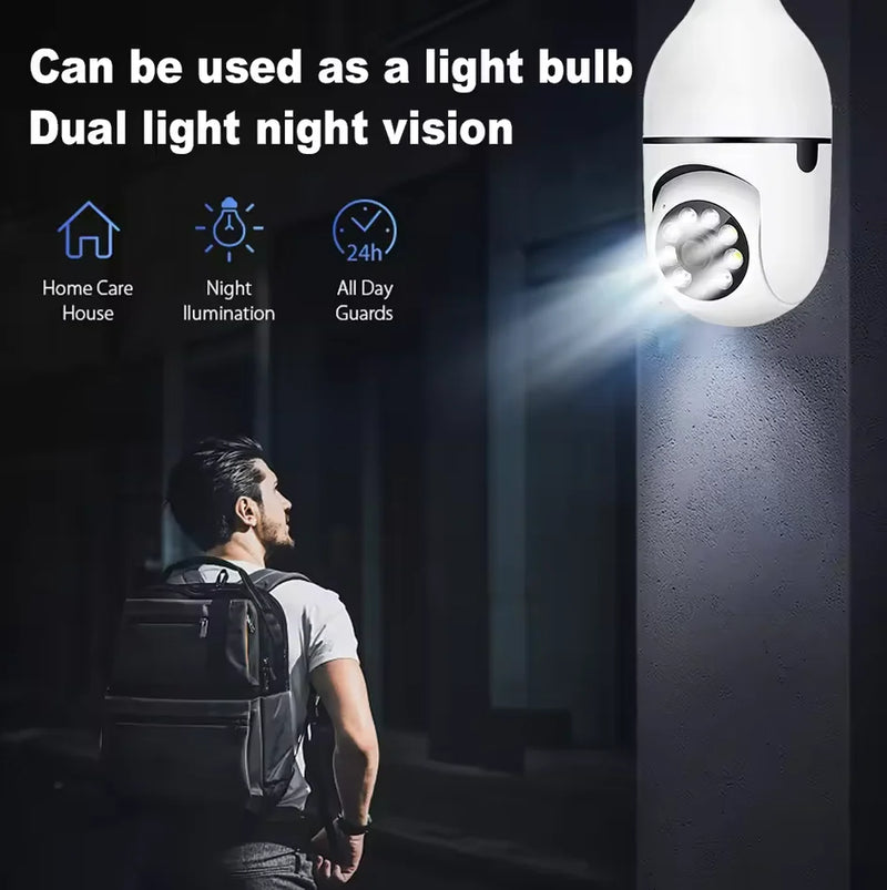 Bombilla Inteligente E27 con Cámara de Seguridad y Vista 360°