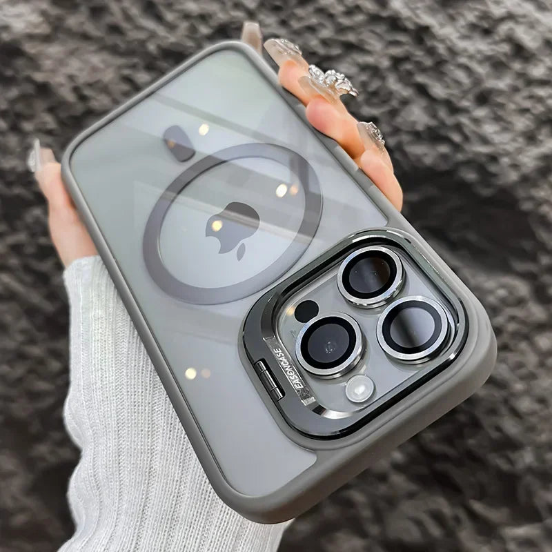 Luxury Magnetic Shockproof Phone Case with Kickstand and Lens Protection