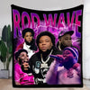 Vibrant Gradient Fleece Throw Blanket with Artistic Portraits