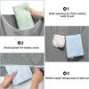 Demonstration of an extra-large hanging laundry hamper showing features like wide-opening, a small pocket, and a bottom zippe