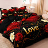 Floral Heart Print Duvet Cover Set with Pillowcases