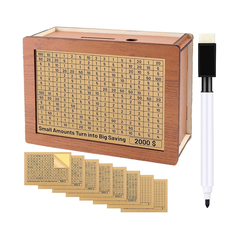 Caja de Ahorro de Madera con Contador