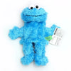A bright blue Elmo hand puppet plush toy with large white eyes.