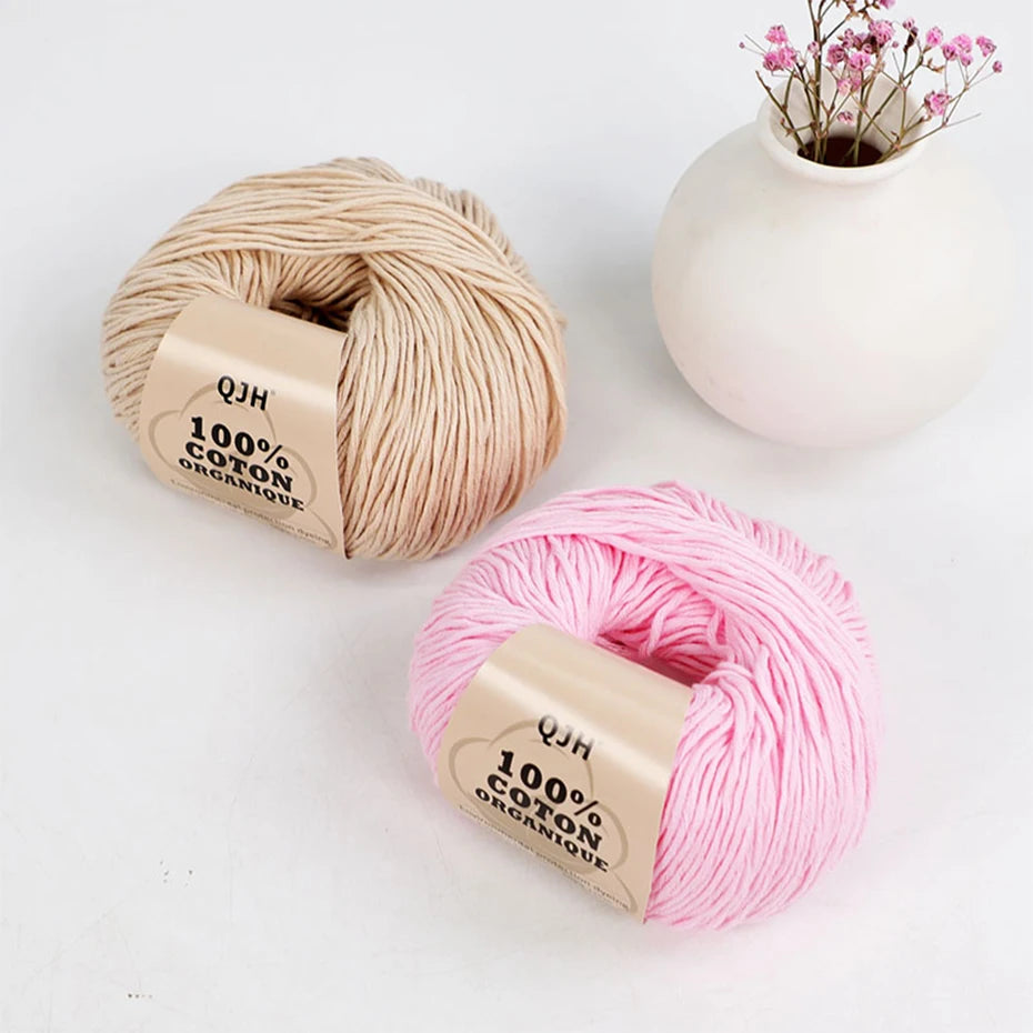 100% Organic Cotton Yarn for Knitting and Crocheting (2-Pack)