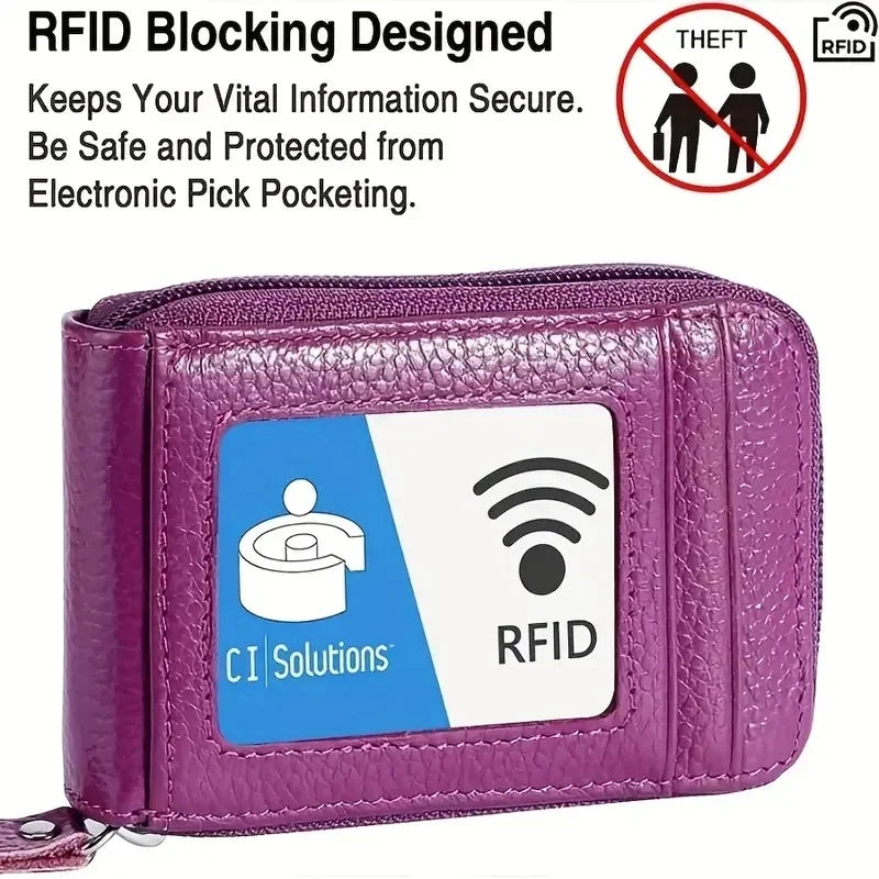Compact Zippered PU Wallet with Multiple Card Slots
