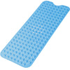 A light blue non-slip bathtub mat with numerous suction cups for grip.