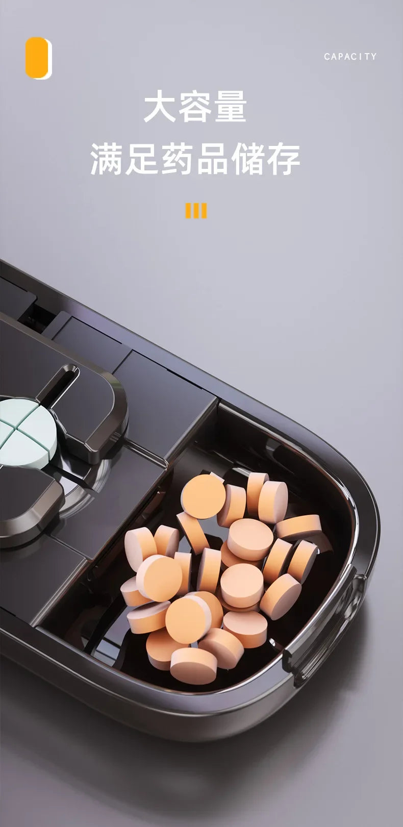 Portable Pill Cutter and Storage Box with Dustproof Lid