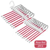A set of 9-layer non-slip stainless steel pants hangers in rose red color.