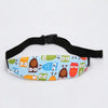 A colorful sleeping headrest for a baby car seat featuring various owl designs.