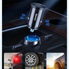 A Baseus 30W dual-port USB-C car charger is shown with various automotive features like brakes, speed bumps, and bumpy mounta