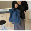 Oxford Denim Tote Bag with Chain Strap