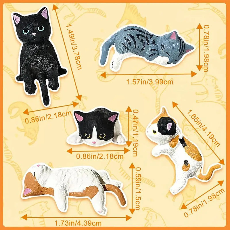 Set de 5 Figuras de Gatos de Dibujos Animados para Decorar el Escritorio o el Coche