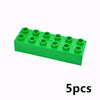 A set of five green building blocks for kids.