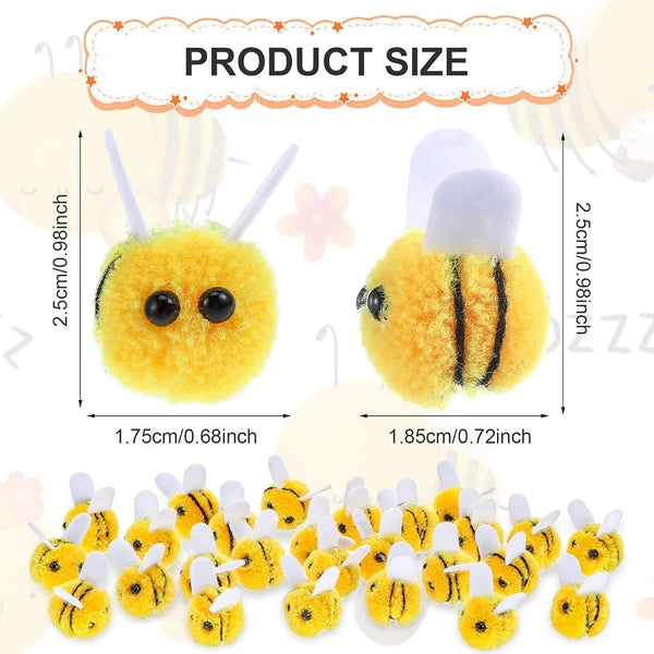 Wool Felt Bee Pompom Decorations for Crafts and Party