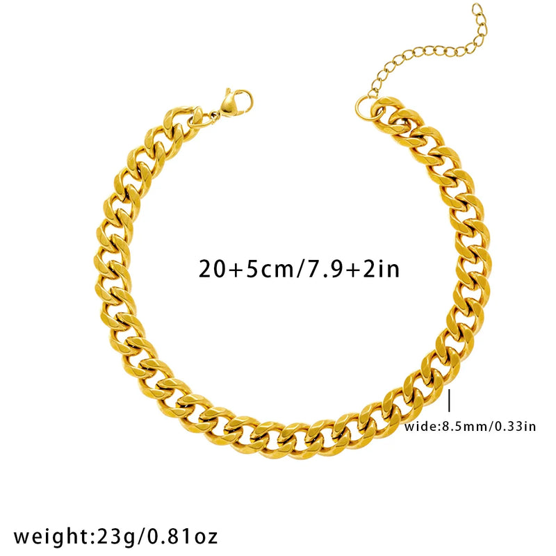 14K Gold-Plated Stainless Steel Cuban Link Anklet