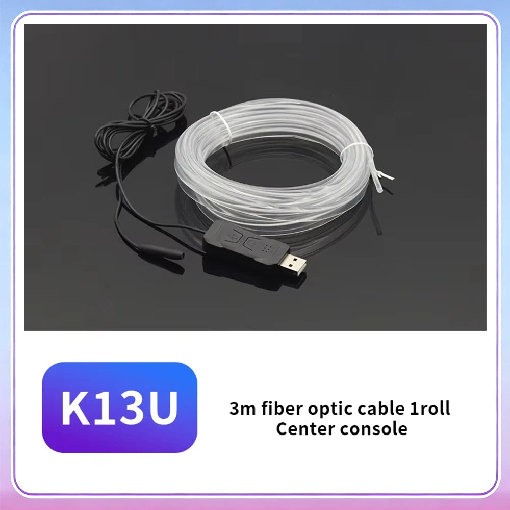 A roll of 3 meter fiber optic cable with a USB connector for a center console.