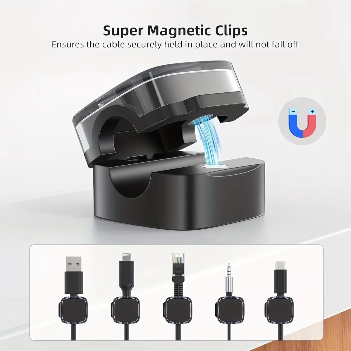 Magnetic Cable Management Clips for Desk & Wall