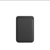 A dark gray premium leather wallet case designed for MagSafe compatibility.