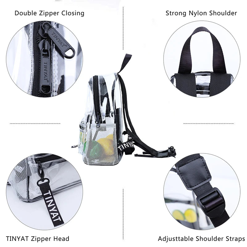 Clear Transparent Backpack for Women – Durable PVC Travel & School Bag