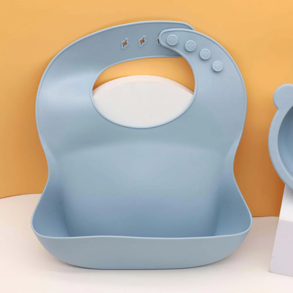 Complete Silicone Baby Tableware Set with Suction Plate and Utensils