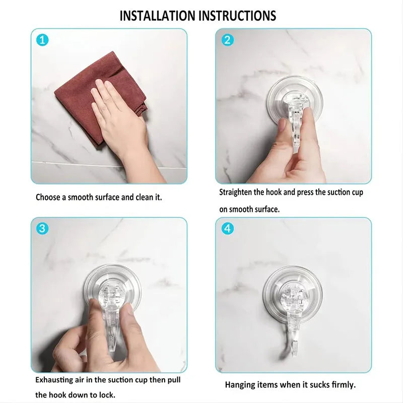 Heavy Duty Clear Suction Cup Hooks (10-Pack)