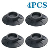 Four black anti-vibration silicone pads for washing machines, dryers, and furniture.