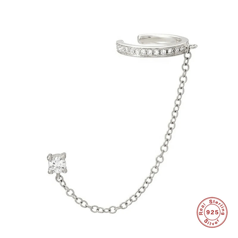 Aretes de Plata de Ley 925 con CZ y Borla de Cadena