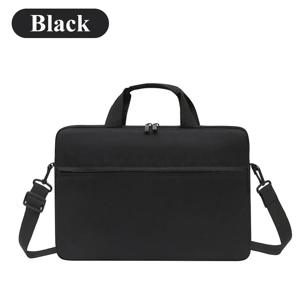 Schwarze Premium-Laptop-Messenger-Tasche mit schwarzen Riemen und Schnalle