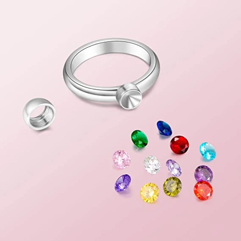 Interchangeable Birthstone Ring with 12 Zircon Stones