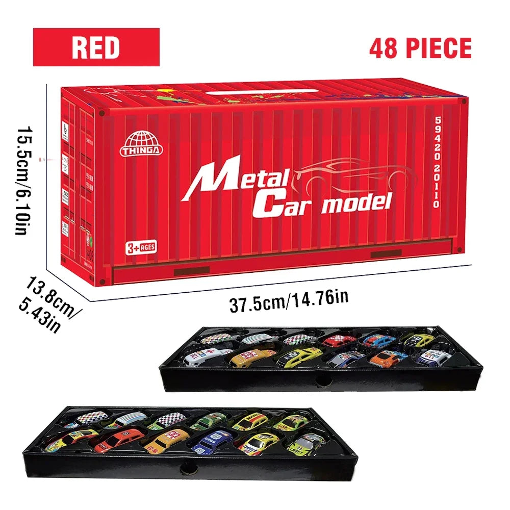 48-Piece Die-Cast Racing Car Set with Storage Case